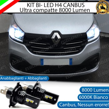 Kit Full LED H4 8000 Lumen 6000K Bianco Ghiaccio Per Renault Trafic 3