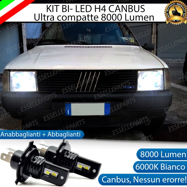 Kit Full LED H4 CANBUS 8000 Lumen 6000K Bianco Ghiaccio Per FIAT UNO