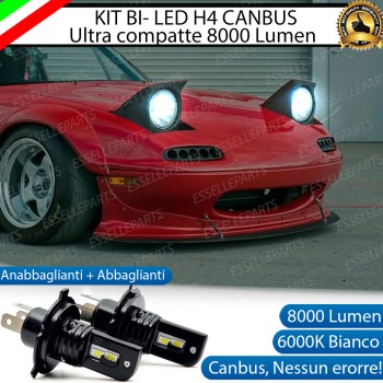 Kit Full LED H4 CANBUS 8000 Lumen 6000K Bianco Ghiaccio Per MAZDA MX-5