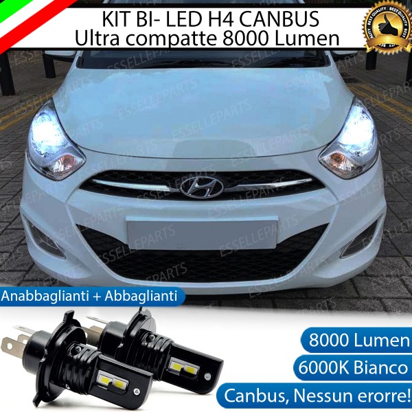 Kit LED H4 CANBUS 8000 Lumen 6000K Ghiaccio Per HYUNDAI I10