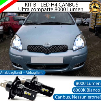 Kit Full LED H4 CANBUS 8000 Lumen 6000K Bianco Per TOYOTA YARIS VERSO