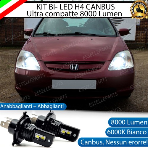 Kit LED H4 8000 Lumen 6000K Per HONDA CIVIC 7G fino a 2003
