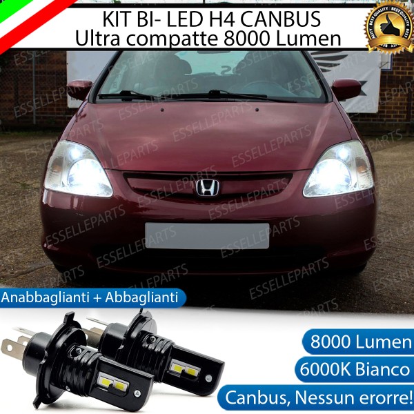 Kit Full LED H4 8000 Lumen 6000K Bianco Per HONDA CIVIC 7G fino a 2003