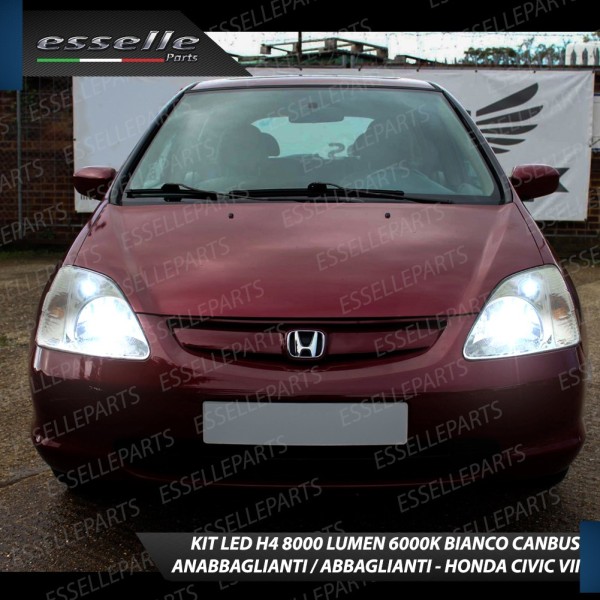 Kit LED H4 8000 Lumen 6000K Per HONDA CIVIC 7G fino a 2003