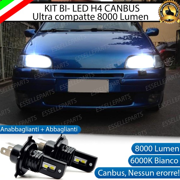 Kit Full LED H4 8000 Lumen 6000K Bianco FIAT PUNTO MK1 con Fari a parabola singola