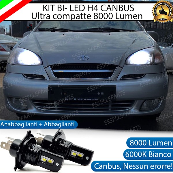 Kit Full LED H4 8000 Lumen 6000K Bianco Ghiaccio Per DAEWOO TACUMA