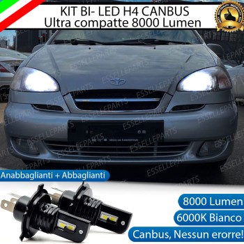 Kit Full LED H4 8000 Lumen 6000K Bianco Ghiaccio Per DAEWOO TACUMA