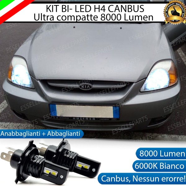 Kit Full LED H4 CANBUS 8000 Lumen 6000K Bianco Ghiaccio Per KIA RIO 1