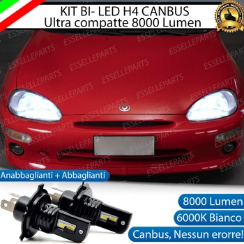 Kit Full LED H4 CANBUS 8000 Lumen 6000K Bianco Ghiaccio Per Mazda MX-3