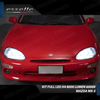 Kit Full LED H4 CANBUS 8000 Lumen 6000K Bianco Ghiaccio Per Mazda MX-3