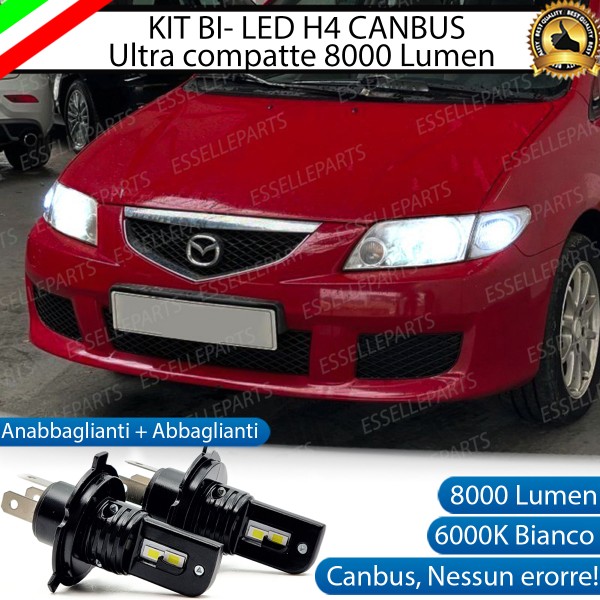 Kit Full LED H4 8000 Lumen 6000K Bianco Ghiaccio Per Mazda Premacy CP