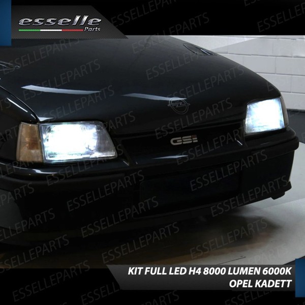 Kit Full LED H4 CANBUS 8000 Lumen 6000K Bianco Ghiaccio Per Opel Kadett