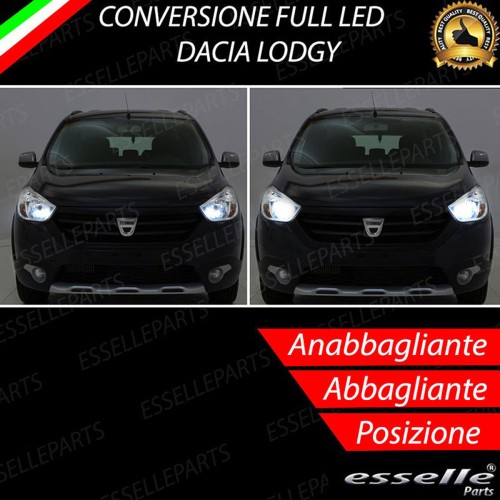 Conversione Fari Full LED 8000 Lumen 6000K Bianco Ghiaccio Dacia Lodgy