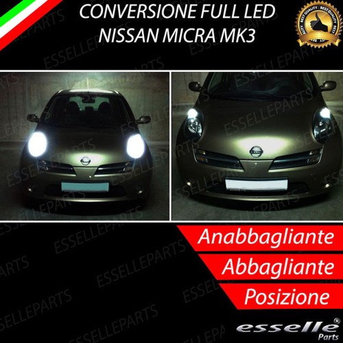 Conversione Fari Full LED 8000 Lumen 6000K Bianco Nissan Micra MK3