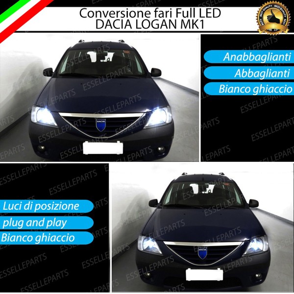 Conversione Fari Full LED 8000 Lumen 6000K Bianco Ghiaccio Dacia Logan