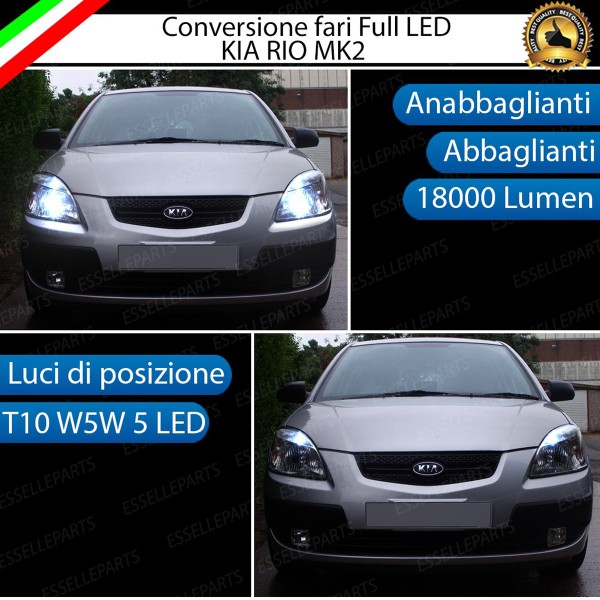 Conversione Fari Full LED 8000 Lumen 6000K Bianco Ghiaccio Kia Rio 2