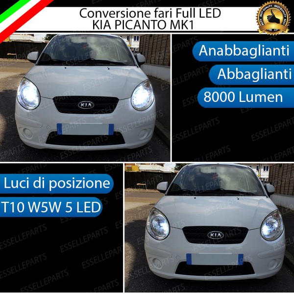 Conversione Fari Full LED 8000 Lumen 6000K Bianco Ghiaccio Kia Picanto