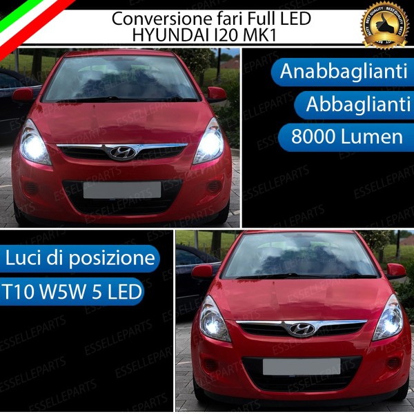 Conversione Fari Full LED 8000 Lumen 6000K Bianco Ghiaccio Hyundai I20
