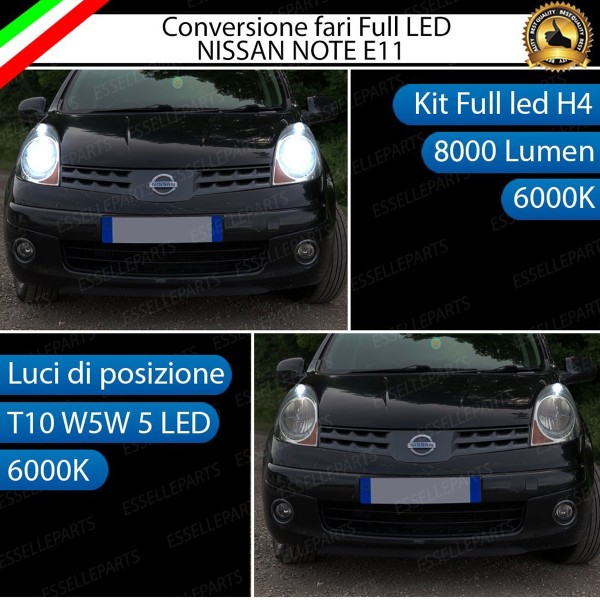 Lampade LED H4 + T10 per Ghiaccio Nissan Note Canbus 6000K