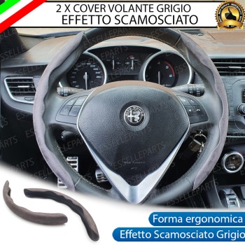 Cover per Volante Effetto Scamosciato Grigio Antiscivolo per Auto Cover per Volante Effetto Scamosciato Grigio Antiscivolo per Auto