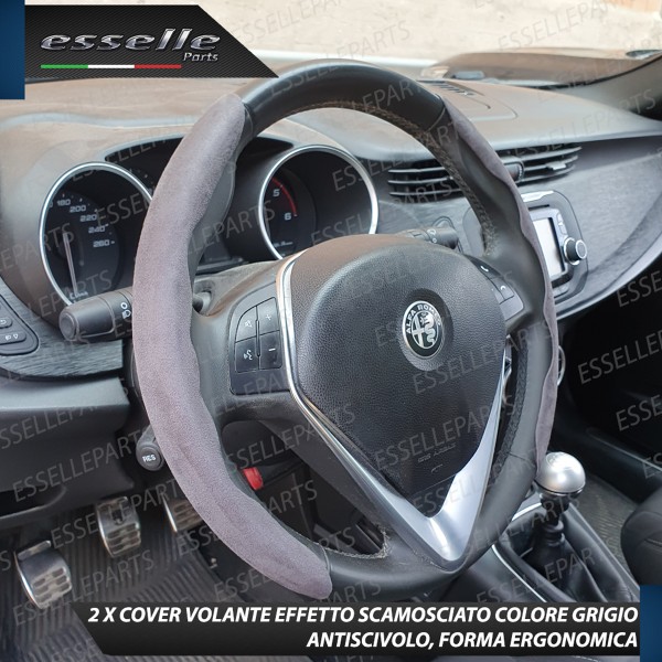 Cover per Volante Effetto Scamosciato Grigio Antiscivolo per Auto