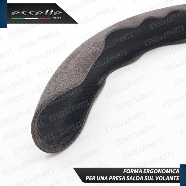 Cover per Volante Effetto Scamosciato Grigio Antiscivolo per Auto