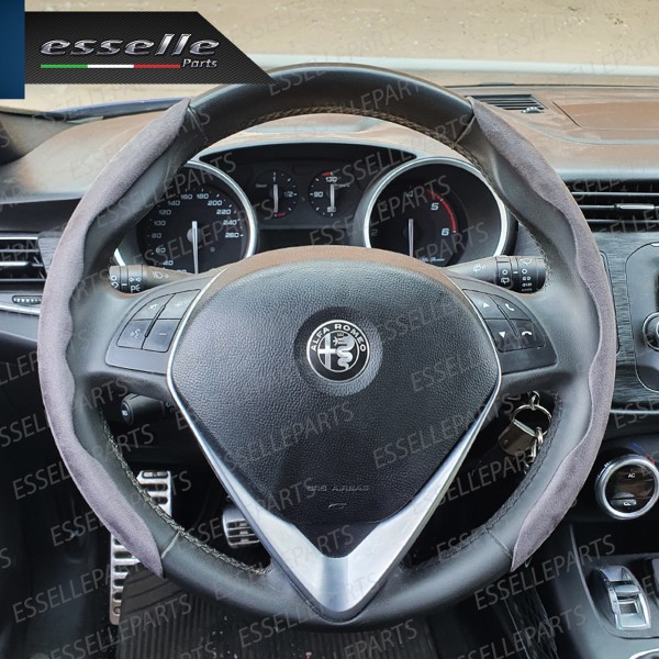 Cover per Volante Effetto Scamosciato Grigio Antiscivolo per Auto