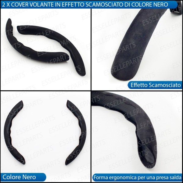 Cover per Volante Effetto Scamosciato Nero Antiscivolo per Auto