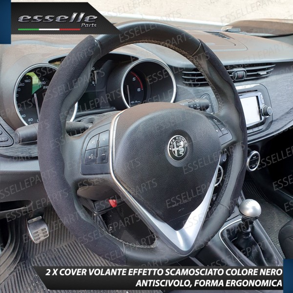 Cover per Volante Effetto Scamosciato Nero Antiscivolo per Auto