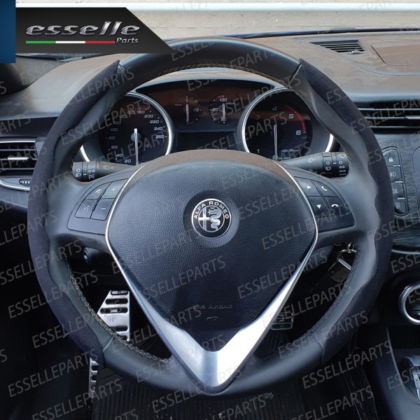 Cover per Volante Effetto Scamosciato Nero Antiscivolo per Auto