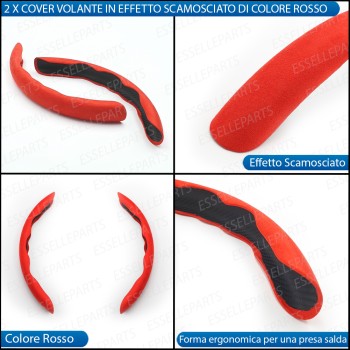 Cover per Volante Effetto Scamosciato Rosso Antiscivolo per Auto