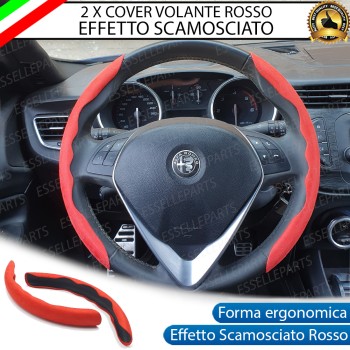 Cover per Volante Effetto Scamosciato Rosso Antiscivolo per Auto