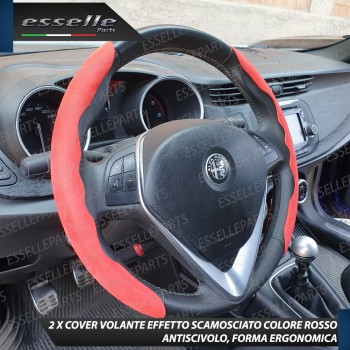 Cover per Volante Effetto Scamosciato Rosso Antiscivolo per Auto
