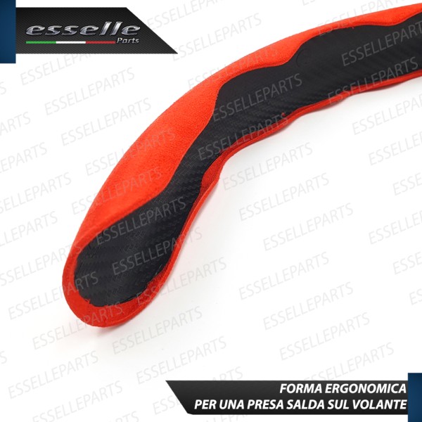 Cover per Volante Effetto Scamosciato Rosso Antiscivolo per Auto