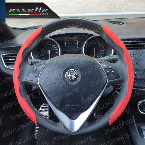 Cover per Volante Effetto Scamosciato Rosso Antiscivolo per Auto