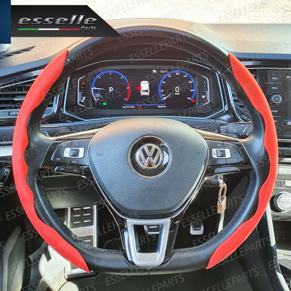 Cover per Volante Effetto Scamosciato Rosso Antiscivolo per Auto