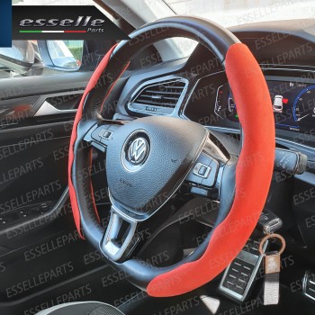 Cover per Volante Effetto Scamosciato Rosso Antiscivolo per Auto