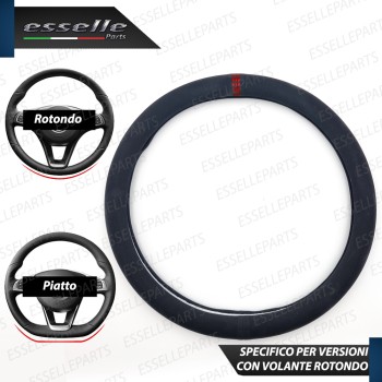 Coprivolante Tondo Effetto Scamosciato con inserti ROSSO Antiscivolo per Auto