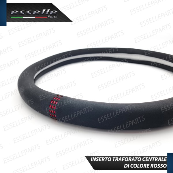 Coprivolante Tondo Effetto Scamosciato con inserti ROSSO Antiscivolo per Auto