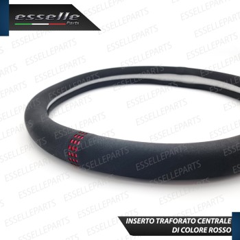 Coprivolante Tondo Effetto Scamosciato con inserti ROSSO Antiscivolo per Auto