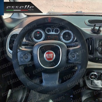 Coprivolante Tondo Effetto Scamosciato con inserti ROSSO Antiscivolo per Auto