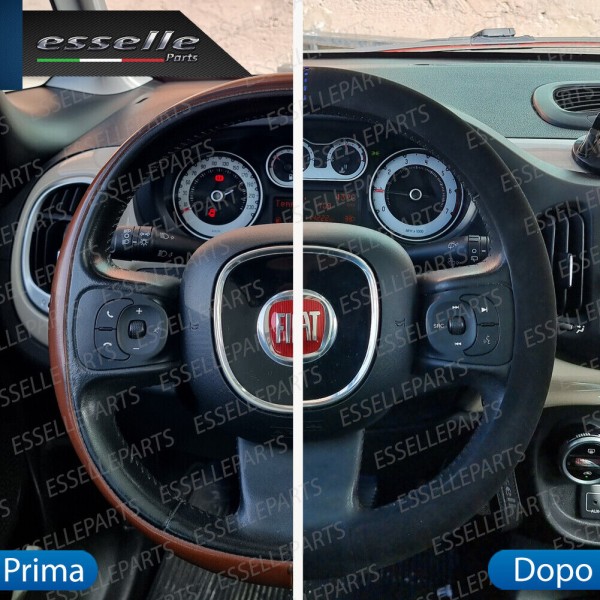 Coprivolante Tondo Effetto Scamosciato con inserti BLU Antiscivolo Ergonomico per Auto
