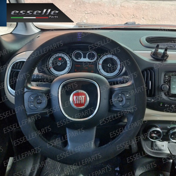 Coprivolante Tondo Effetto Scamosciato con inserti BLU Antiscivolo Ergonomico per Auto