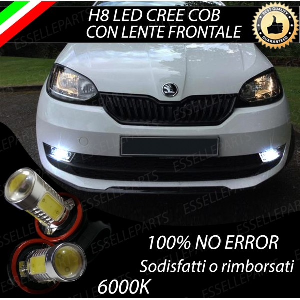 Luci Fendinebbia H8 LED COB 900 Lumen 6000K bianco SKODA CITIGO RESTYLING