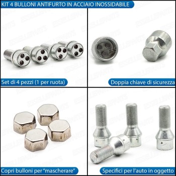 Kit 4 Bulloni In Acciaio Antifurto Cerchi In Lega Per Opel Corsa E Kit 4 Bulloni In Acciaio Antifurto Cerchi In Lega Per Opel Corsa E