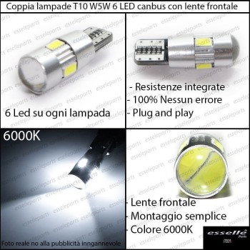 Coppia Lampade T10 W5W LED canbus con lente frontale per luci di posizione per Toyota Yaris 1 Coppia Lampade T10 W5W LED canbus con lente frontale per luci di posizione per Toyota Yaris 1