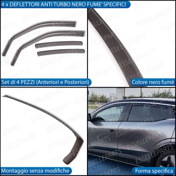 Deflettori Aria ANTERIORI + POSTERIORI Anti Turbo Anti Vento OPEL MOKKA Specifici Deflettori Aria ANTERIORI + POSTERIORI Anti Turbo Anti Vento OPEL MOKKA Specifici