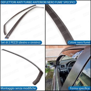 Deflettori Aria Anti Turbo Anti Vento Nero Fumè per Opel Corsa E 5 PORTE Deflettori Aria Anti Turbo Anti Vento Nero Fumè per Opel Corsa E 5 PORTE