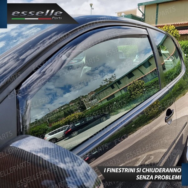 Deflettori Aria Anti Turbo Anti Vento Nero Fumè per Opel Corsa E 5 PORTE