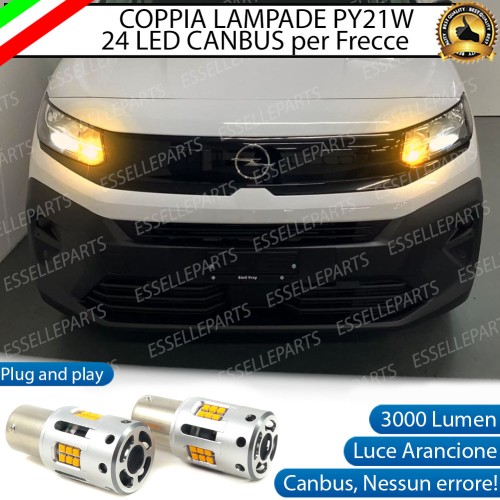 Coppia Lampade PY21W BAU15S 24 LED CANBUS 3.0 PER FRECCE DIREZIONALI PER OPEL COMBO CARGO